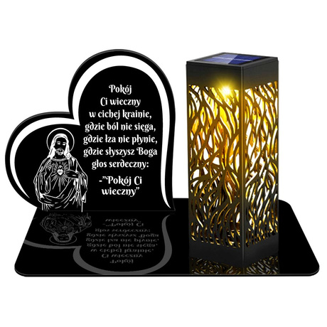 ZNICZ SOLARNY LED WIECZNY PODSTAWKA NA CMENTARZ GRÓB lampka Serce 3D