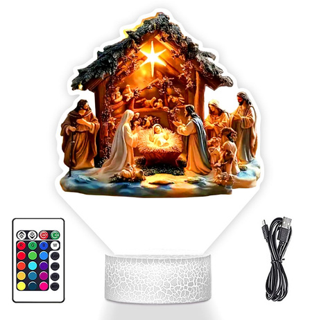 LAMPKA NOCNA LED 3D SZOPKA BOŻE NARODZENIE prezent dla dziecka NA ŚWIĘTA