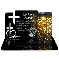 ZNICZ SOLARNY LED WIECZNY PODSTAWKA NA CMENTARZ GRÓB lampka Krzyż 3D DLA MAMY