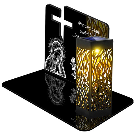 ZNICZ SOLARNY LED WIECZNY PODSTAWKA NA CMENTARZ GRÓB lampka Krzyż 3D 
