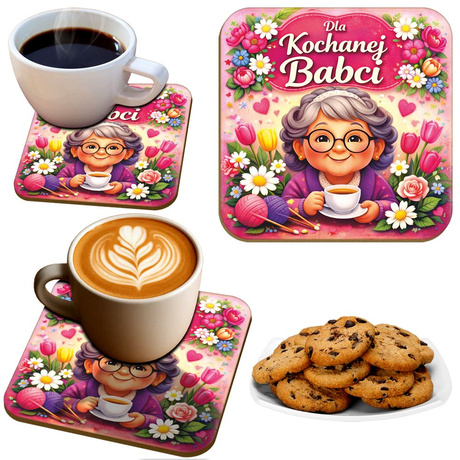 Podkładka pod kubek Dla Kochanej Babci HDF Prezent Dzień Babci