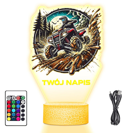 LAMPKA NOCNA LED 3D QUAD OFFROAD prezent dla dziecka URODZINY statuetka + pilot