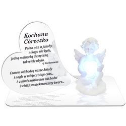 ZNICZ LED GRÓB Dziecka Córki Syna ANIOŁEK PODSTAWKA NA CMENTARZ BIAŁY ANIOŁ