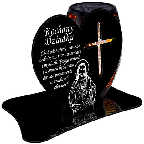 ZNICZ SOLARNY LED WIECZNY PODSTAWKA NA CMENTARZ GRÓB Krzyż EFEKT PŁOMIENIA DLA DZIADKA