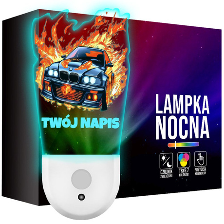 Lampka Nocna LED dla Dziecka AUTO BMW SAMOCHÓD kontaktu gniazdka CZUJNIK