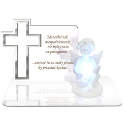 ZNICZ LED GRÓB Dziecka Córki Syna ANIOŁEK PODSTAWKA NA CMENTARZ BIAŁY ANIOŁ