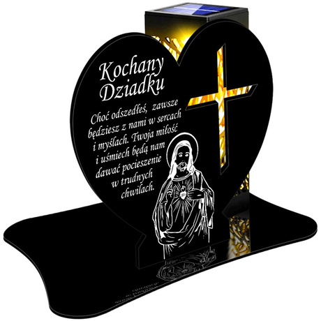 ZNICZ SOLARNY LED WIECZNY PODSTAWKA NA CMENTARZ GRÓB lampka Serce 3D DLA DZIADKA