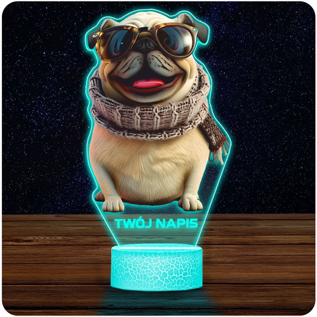 LAMPKA NOCNA LED 3D Buldog francuski PIESEK prezent dla dziecka URODZINY statuetka + pilot