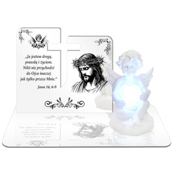 ZNICZ LED GRÓB Dziecka Córki Syna ANIOŁEK PODSTAWKA NA CMENTARZ BIAŁY ANIOŁ