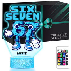 LAMPKA NOCNA LED 3D SIX SEVEN BRAINROT 67 prezent dla dziecka URODZINY statuetka + pilot