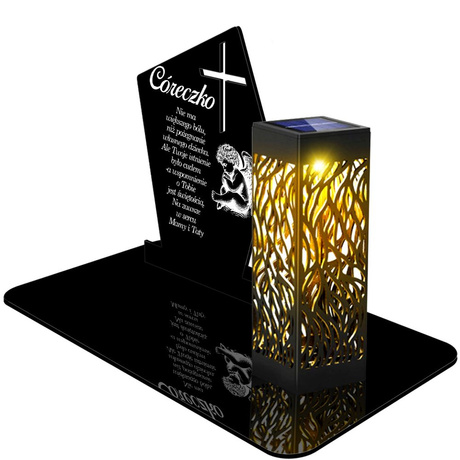 ZNICZ SOLARNY LED WIECZNY PODSTAWKA NA CMENTARZ GRÓB lampka Krzyż 3D dla Córki 