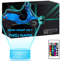 LAMPKA NOCNA LED 3D Motor Skuter Vespa SPRINT 125 prezent dla dziecka URODZINY statuetka + pilot