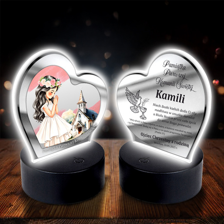 OBRAZEK LED Pamiątka Pierwszej Komunii Świętej Komunia PREZENT na Komunię dla dziewczynki i chłopca