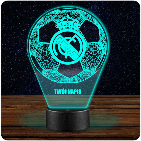 Lampka Nocna 3D LED Real Madryt z Imieniem Prezent dla Dziecka na Święta