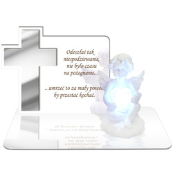 ZNICZ LED GRÓB Dziecka Córki Syna ANIOŁEK PODSTAWKA NA CMENTARZ BIAŁY ANIOŁ