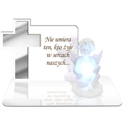 ZNICZ LED GRÓB Dziecka Córki Syna ANIOŁEK PODSTAWKA NA CMENTARZ BIAŁY ANIOŁ