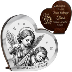 OBRAZEK Z ANIOŁKIEM PAMIĄTKA CHRZTU ŚWIĘTEGO PREZENT NA CHRZEST Z GRAWEREM