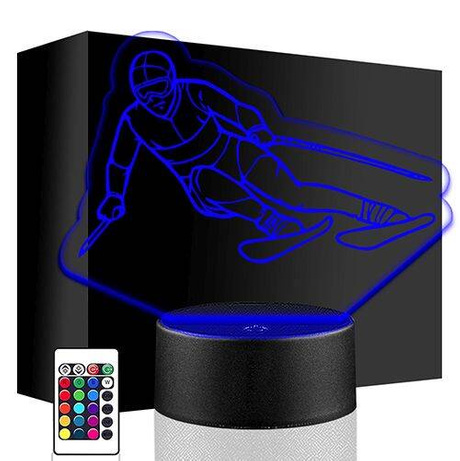 LAMPKA NOCNA LED NARCIARSTWO NARCIARZ 3D + PILOT prezent URODZINY statuetka