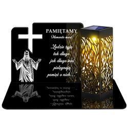 ZNICZ SOLARNY LED WIECZNY PODSTAWKA NA CMENTARZ GRÓB lampka Krzyż 3D