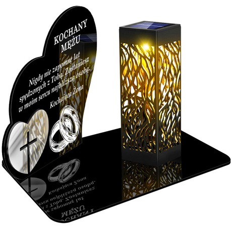 ZNICZ SOLARNY LED WIECZNY PODSTAWKA NA CMENTARZ GRÓB lampka Serce 3D DLA MĘŻA