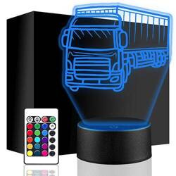 LAMPKA NOCNA LED CIĘŻARÓWKA TIR 3D + PILOT prezent URODZINY statuetka