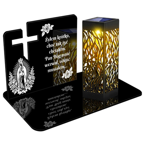 ZNICZ SOLARNY LED WIECZNY PODSTAWKA NA CMENTARZ GRÓB lampka Krzyż 3D 