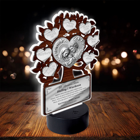 OBRAZ LED Prezent na Rocznicę Ślubu DRZEWKO SZCZĘŚCIA 10 25 30 40 50 GRAWER