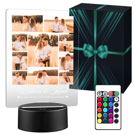 Lampka Nocna ramka prezent na WALENTYNKI DZIEWCZYNY chłopaka żony męża NIEJ z personalizacją