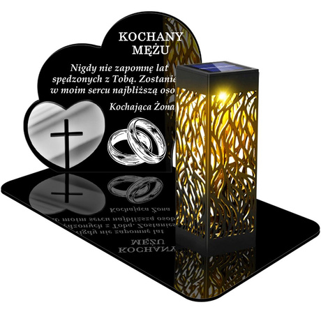 ZNICZ SOLARNY LED WIECZNY PODSTAWKA NA CMENTARZ GRÓB lampka Serce 3D DLA MĘŻA