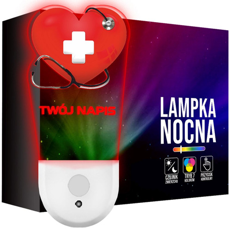 Lampka Nocna LED dla Dziecka Służba Zdrowia do kontaktu gniazdka CZUJNIK