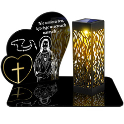ZNICZ SOLARNY LED WIECZNY PODSTAWKA NA CMENTARZ GRÓB lampka Serce 3D