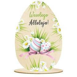 DREWNIANA STATUETKA JAJKO ŚWIĄTECZNA NA WIELKANOC WIELKANOCNA STÓŁ KOSZYK