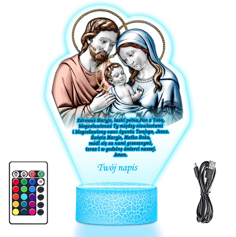 LAMPKA NOCNA LED 3D ZDROWAŚ MARYJO prezent dziecka URODZINY statuetka