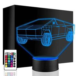 LAMPKA NOCNA LED CYBERTRUCK TESLA 3D + PILOT prezent URODZINY statuetka