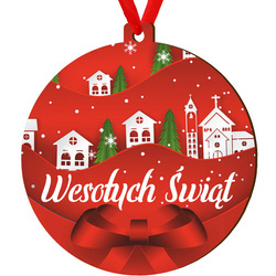 Drewniana bombka zawieszka na choinkę mikołaj