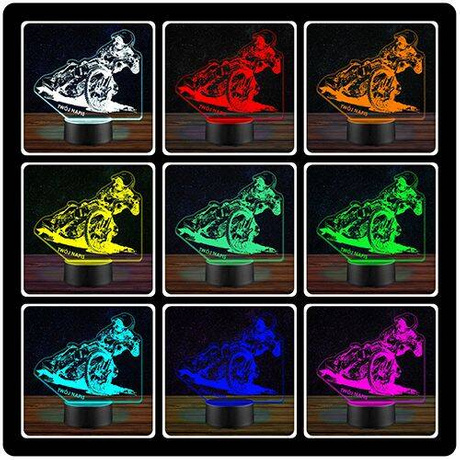 LAMPKA NOCNA LED ŻUŻEL MOTOCYKL TOR 3D + PILOT prezent URODZINY statuetka