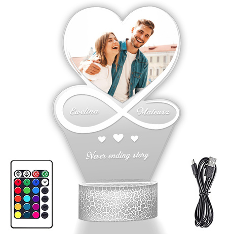 Lampka Nocna ramka LED 3D z Imieniem Prezent na Rocznicę Urodziny Walentynki