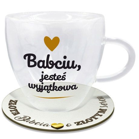 SZKLANKA TERMICZNA SERCE PODKŁADKA PREZENT DZIEŃ BABCI BABCIA DLA PRABABCI