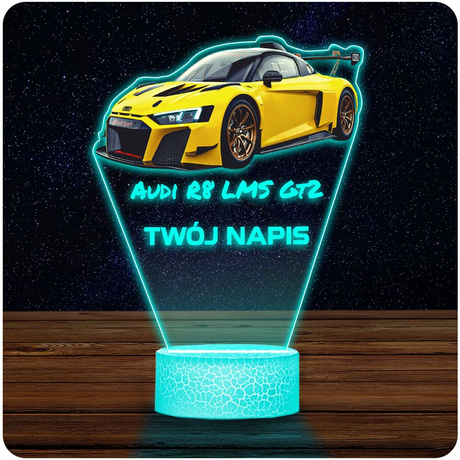 LAMPKA NOCNA LED 3D AUDI R8 SAMOCHÓD prezent dla dziecka URODZINY statuetka + pilot