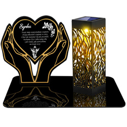 ZNICZ SOLARNY LED WIECZNY PODSTAWKA NA CMENTARZ GRÓB lampka 3D dla Syna