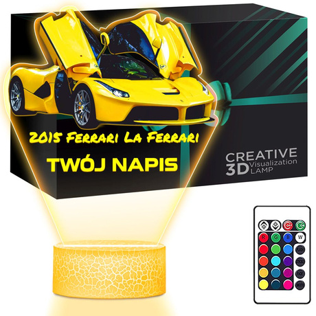 LAMPKA NOCNA LED 3D AUTO FERRARI prezent dla dziecka URODZINY statuetka + pilot
