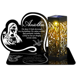 ZNICZ SOLARNY LED WIECZNY PODSTAWKA NA CMENTARZ GRÓB lampka Napis Serce 3D  DLA SYNA CÓRKI