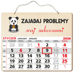 DREWNIANY KALENDARZ 2026 PREZENT MOTYWACYJNY UPOMINEK POD CHOINKĘ ŚWIĘTA