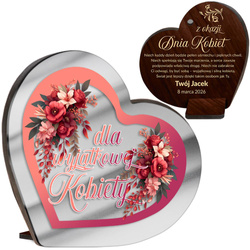 Dzień Kobiet prezent upominek OBRAZEK SERCE Kwiaty Z GRAWEREM statuetka