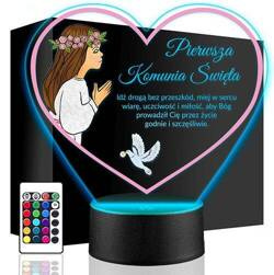 LAMPKA NOCNA LED PREZENT NA KOMUNIĘ ŚWIĘTĄ KOMUNIA PAMIĄTKA STATUETKA obraz