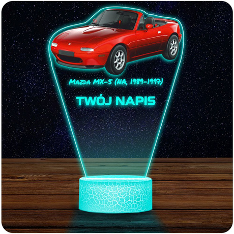 LAMPKA NOCNA LED 3D AUTO Mazda MX-5 prezent dla dziecka URODZINY statuetka + pilot