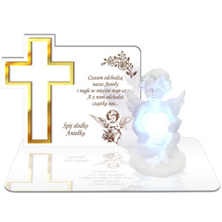 ZNICZ LED GRÓB Dziecka Córki Syna ANIOŁEK PODSTAWKA NA CMENTARZ BIAŁY ANIOŁ
