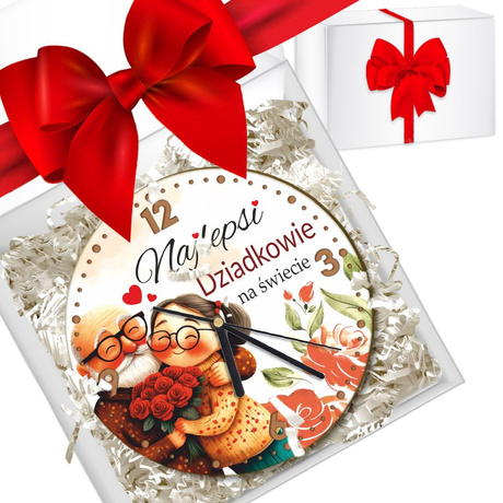 PREZENT NA ŚWIĘTA BABCI I DZIADKA DUŻY ZEGAR DLA DZIADKÓW GOTOWY BOX TACKA