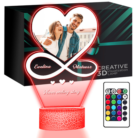 Lampka Nocna ramka LED 3D z Imieniem Prezent na Rocznicę Urodziny Walentynki