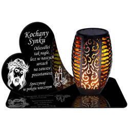 ZNICZ SOLARNY LED WIECZNY PODSTAWKA NA CMENTARZ GRÓB Serce EFEKT PŁOMIENIA